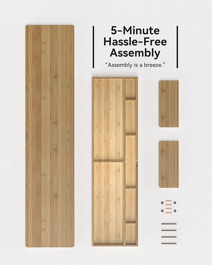 42” Dual Monitor Stand Riser with Large Drawer Keyboard Storage | Double Computer Monitor Riser Shelf for 55-72 Inch Desk Aesthetic Workplace Setup Desktop Organizer Toasted Bamboo