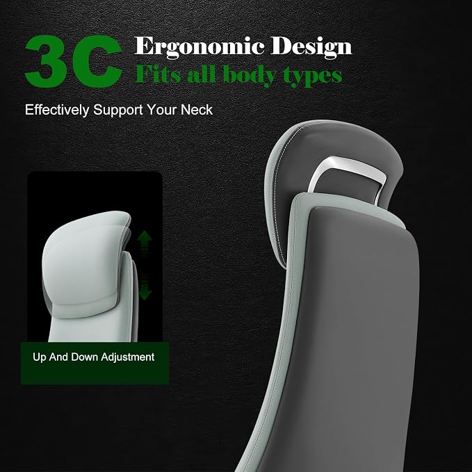 Ergonomic Executive Leather Office Chair-High Back Top Grain Leather with Adjustable Headrest, 3-Position Recline (90°-135°), Tension Control & Height Adjustment, Italian DONATI Base
