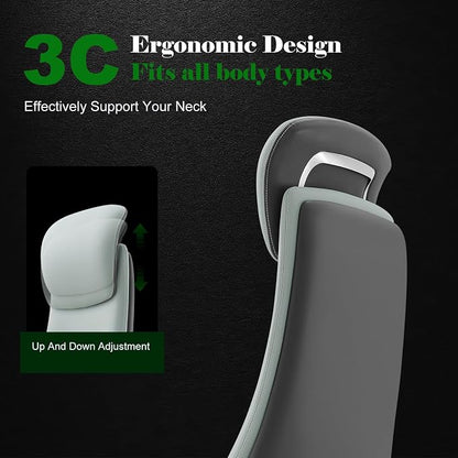 Ergonomic Executive Leather Office Chair-High Back Top Grain Leather with Adjustable Headrest, 3-Position Recline (90°-135°), Tension Control & Height Adjustment, Italian DONATI Base