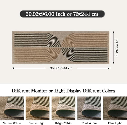 Lahome Enfys Modern Rainbow Easy Jute Rug, 2x8 Hallway Runner Washable Rugs for Entryway Farmhouse Kitchen Rug, Non Slip Indoor Outdoor Carpet Contemporary Throw Door Mat for Bedroom Porch