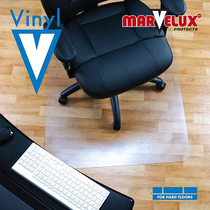 Marvelux Office Chair Mat for Hardwood Floors 36" x 48" Clear PVC Hard Floor Protector Mat for Under Desks, Rectangular Vinyl Floor Mat for Computer Desks and Gaming Chairs, Shipped Flat