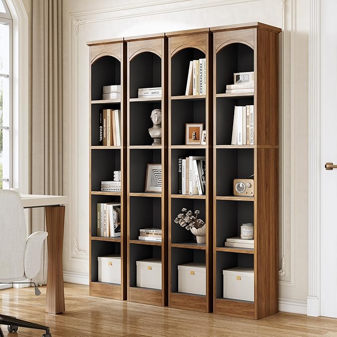 LITTLE TREE 70.9" Tall Bookshelf, 5-Tier Open Bookcase with Cubes, Bookshelves with Storage Space, Freestanding Narrow Bookcase for Home Office, Brown, 3 Pack