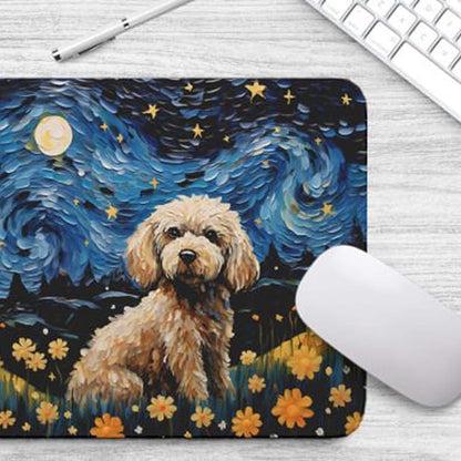 Starry Night Poodle Dog Mouse Pad for Computer Laptop Home Office Gaming Working Desk Desktop Accessories Non-Slip Rubber Mouse Pad for Dog Lovers (Poodle)