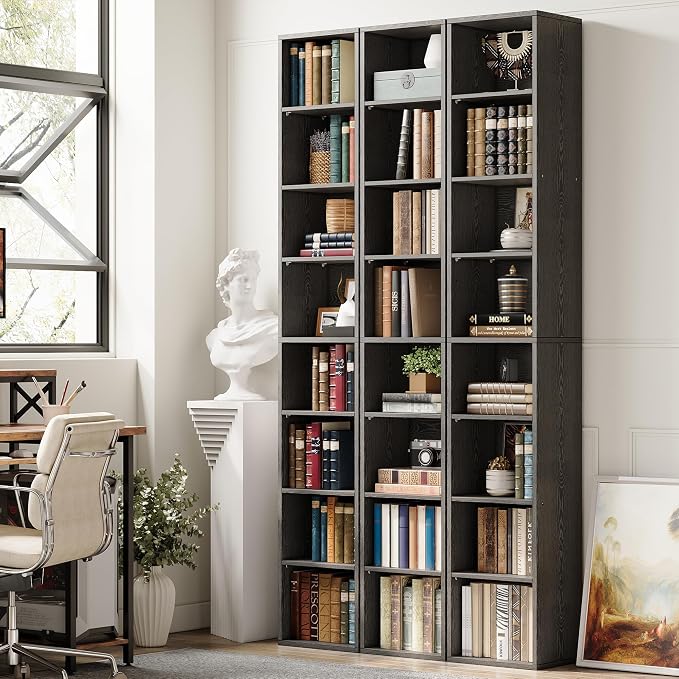 IRONCK Tall Narrow Bookshelf 8 Tiers, Compact Corner Bookcase, Floor Standing Display Storage Shelves 71 in Tall, Easy to Match for Living Room, Office, Study, Bedroom