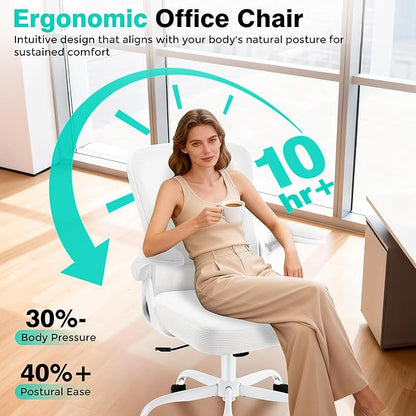 AreShark Office Chair - Ergonomic Breathable Mesh Desk Chair with Adjustable Lumbar Support and Flip-up Armrests - Executive High Back Rolling Swivel Comfortable Computer Gaming Chair for Home Office