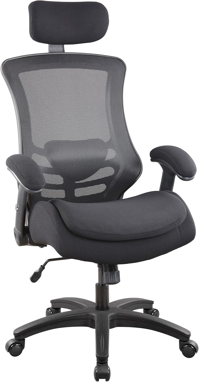 BOLISS Ergonomic Tall Office Chair with Double-Layer Seat Cushion, Desk Chair Adjustable Headrest, Adjustable Lumbar Support, Height Adjustable Flip-Up Arms
