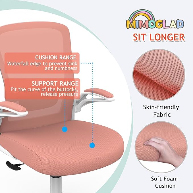 Mimoglad Home Office Chair, High Back Desk Chair, Ergonomic Mesh Computer Chair with Adjustable Lumbar Support and Thickened Seat Cushion