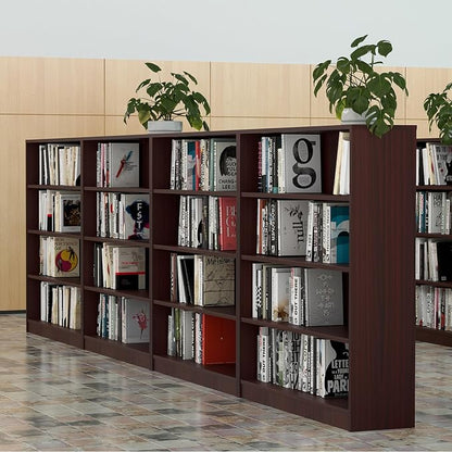 Farini 48 Inch Tall Bookcase,4 Shelf Bookshelves,Adjustable Bookshelf for Home Office,Mahogany