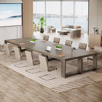 Tribesigns 7 ft Conference Table for 6 to 8 People, Modern Rectangle Meeting Room Desk for Boardroom, Home Office (4, Gray)