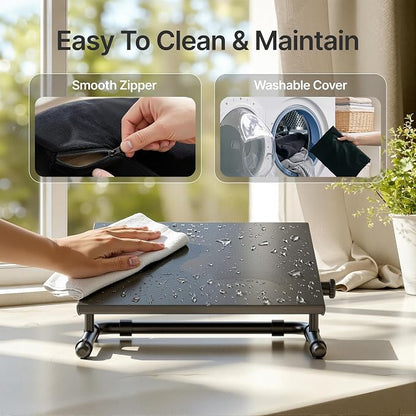 PEGZONE Ergonomic Foot Rest Under Desk, Adjustable Footrest with Removable Memory Foam and Non-Slip Steel Base, Washable Cover, Desk Foot Stool for Home Office and Study, Black