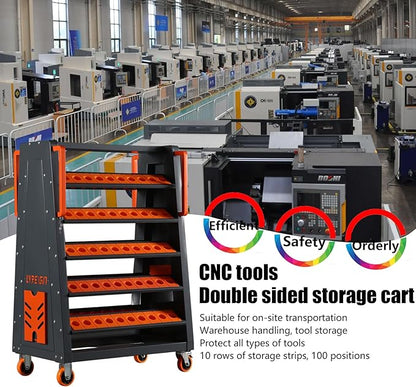 CAT30 CNC Tool Cart-140 Cap, 5-Tier CNC Rolling Carts with Wheels，40 Taper Tool Holder, CNC Mobile Tool Holder, CNC Tool Organizer, CAT 40 Tool Holder Set for StorehouseFactory Garage