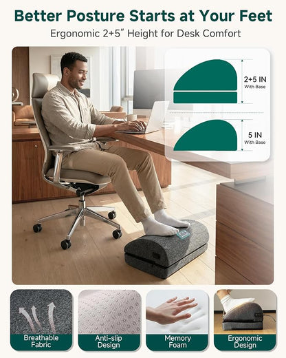 Snailax Footrest Massager with Adjustable Vibrating Heat, Ergonomic Footrest for Desk & Office, Foot Massager for Relaxation, Product for Office Workers, Fathers Day Gift for Dad