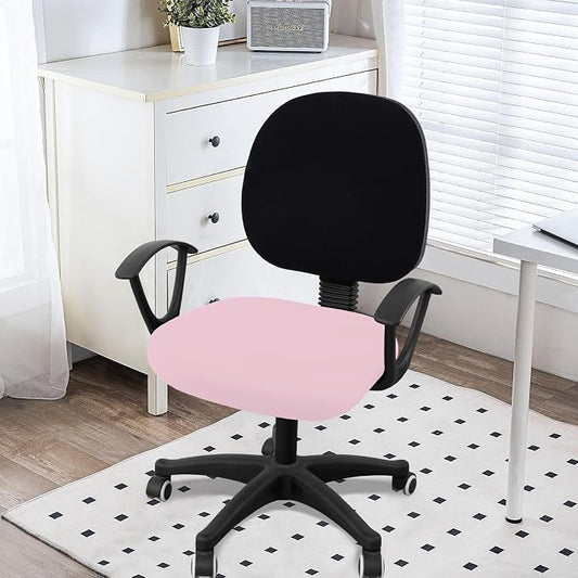 Smiry Printed Office Computer Chair Seat Covers, Stretch Fit Universal Desk Rotating Chair Cover Washable Removable Seat Cushion Protectors - Pink