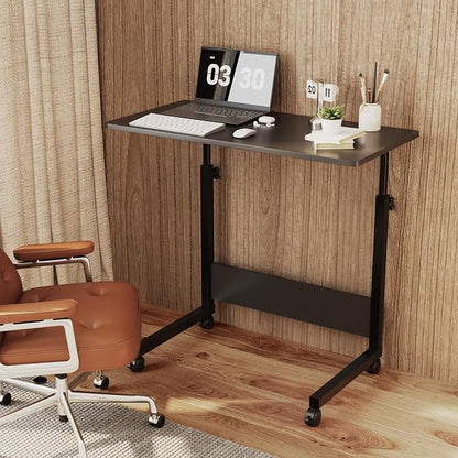VINGLI Portable Computer Workstation, Standing Desk Adjustable Height, Small Computer Desk w/Rolling, Sit Stand Laptop Desk TV Tray for Bed Sofa Hospital Reading Eating, Black, 31.5"