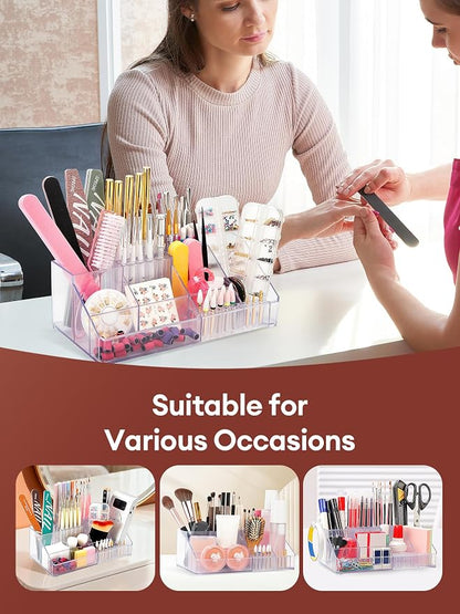 LIARTY Nail Drill Holder - Makeup Organizer Case for Brush | Acrylic Nail Drill Bits Holder Beauty Cosmetic Storage Box for Dresser Countertop and Bathroom Vanity