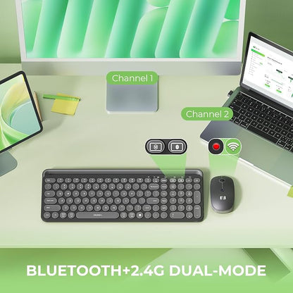 seenda Bluetooth Keyboard and Mouse for iPad, CTU-301 Wireless Multi-Device Connection Bluetooth+2.4G Keyboard Mouse Combo with Tablet Holder for iPad/MacBook/Windows, iOS/Android/Phone, Black