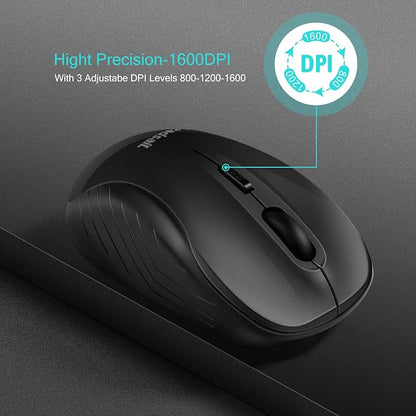 LeadsaiL Wireless Mouse Silent 2.4G USB Computer Compact Optical Cordless Mini Quiet Mice, Noiseless, 4 Buttons, 3 Adjustable DPI Mobile for PC/Laptop/Windows/Mac/Linux