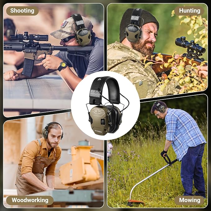 Electronic Shooting Ear Protection w/Gel Pads, 23dB NRR Active Noise Reduction & 3X Amplification Headset for Shooters