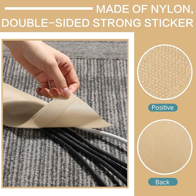WILLBOND Carpet Cord Cover Cable Protector Floor Cover Cable Protector Management Only for Commercial Office Carpet(98.43 ft,Khaki)