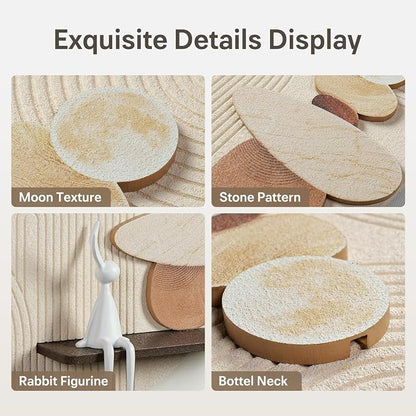 3D Textured Neutral Abstract Wall Art Decor with Shelf, Boho Beige and Brown Artwork for Walls, Modern Minimalist Wall Decor for Living Room, Hallway, Dining Room, Kitchen, Bedroom, Office 24x24 Inch