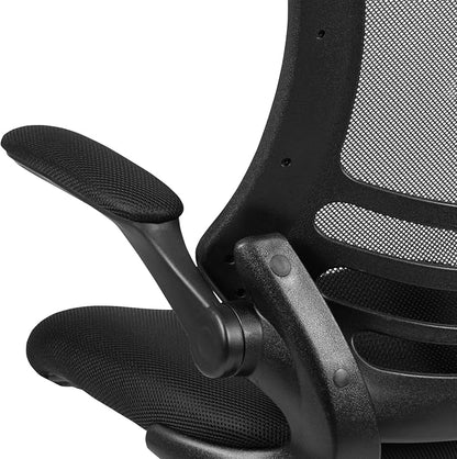 Flash Furniture Kelista Mid-Back Swivel Office Chair with Adjustable Seat Height, Ergonomic Mesh Desk Chair with Flip-Up Armrests, Black