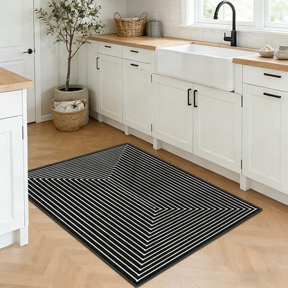 Latte&Fog 2x3 Entryway Rug, Small Modern Abstract Door Mat, Washable Kitchen Rug, Boho Non Slip Low Pile Carpet for Indoor Kitchen, Entry, Front Door and Bathroom