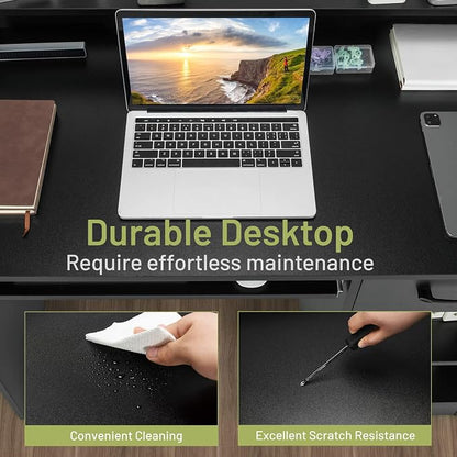 Tangkula Computer Desk with Drawer & Keyboard Tray, 22 Inch Wide Modern Study Writing Desk with Desktop Hutch & Storage Shelves, Home Office Desk for Kids, Wood PC Laptop Desk, Desk for Bedroom