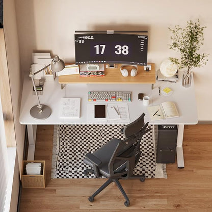 YESHOMY Height Adjustable Electric Standing Desk 63 inch Computer Table, Home Office Workstation, 63in, White Leg/White Top