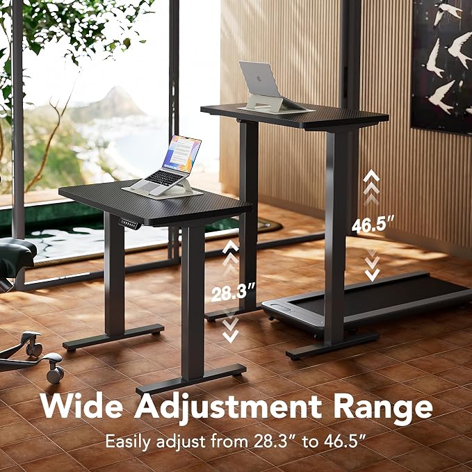 HUANUO Electric Standing Desk,40" x 24" Height Adjustable Desk, 4 Memory Height Settings, Sit to Stand Up Desk for Home Office, with Headphone Hook, Cable Manager, Carbon Fiber Black