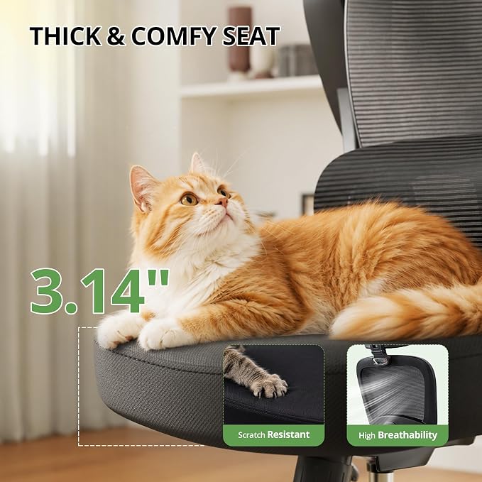 Ergonomic Office Chair 330 lb with Wheels, Lumbar Support & Headrest | Flip-Up Arms,Back Support,Gaming chairs,Breathable Mesh,2D Headrest