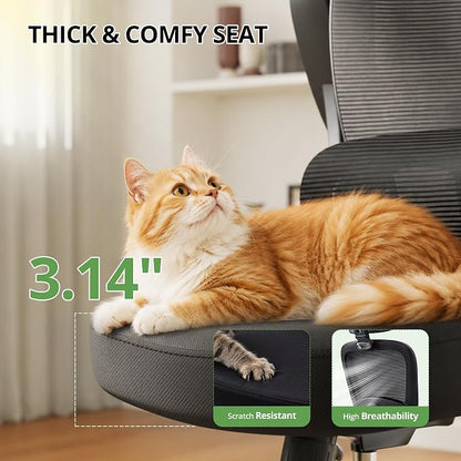 Ergonomic Office Chair 330 lb with Wheels, Lumbar Support & Headrest | Flip-Up Arms,Back Support,Gaming chairs,Breathable Mesh,2D Headrest