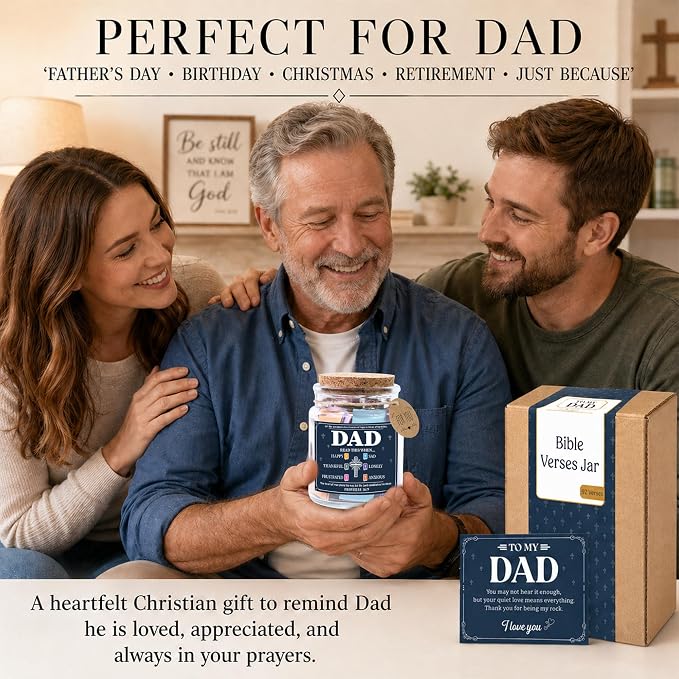 Father Day Gift for Dad, Bible Verse Jar for Dad, Christian Gifts for Men, First Father Day Gift from Son, Daughter