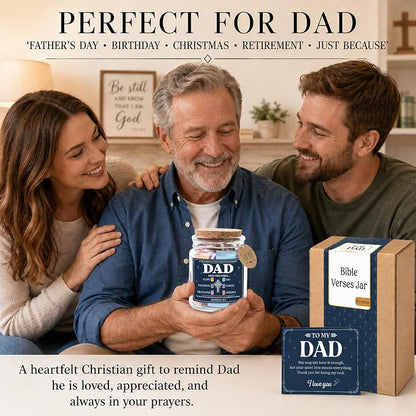 Father Day Gift for Dad, Bible Verse Jar for Dad, Christian Gifts for Men, First Father Day Gift from Son, Daughter
