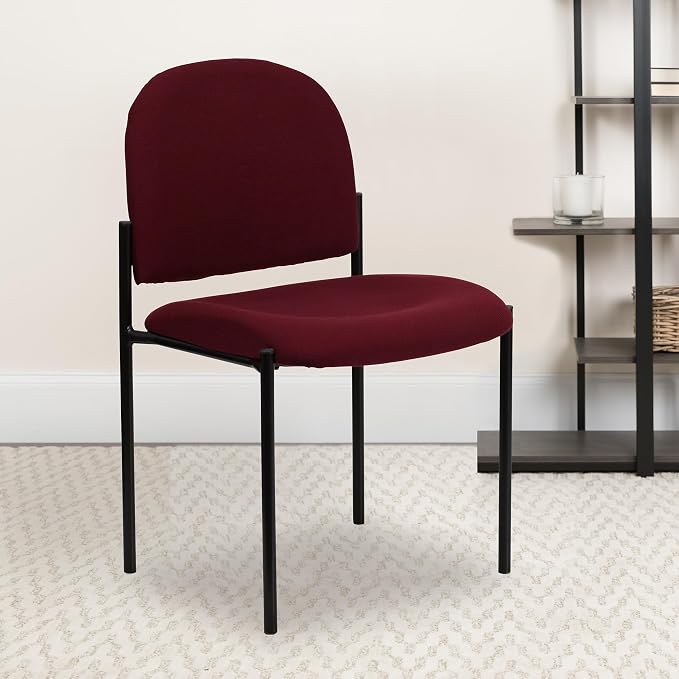 Flash Furniture Tania Comfort Burgundy Fabric Stackable Steel Side Reception Chair