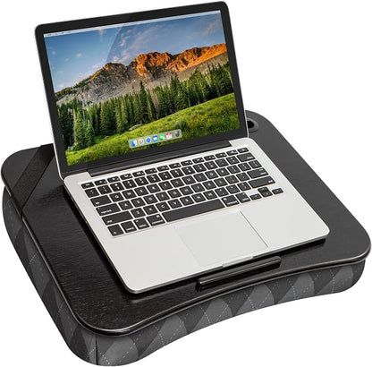 LAPGEAR Designer Lap Desk 2-Pack with Storage Basket, Phone Slot & Device Ledge – Gray Argyle – Fits Laptops up to 15.6" – Style No. 70438