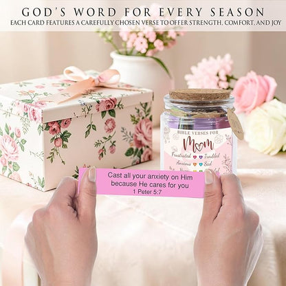 Bible Verse Jar for Mom – 92 Color-Coded Bible Verse, Birthday Gifts for Mom, Christian Gifts For Mom