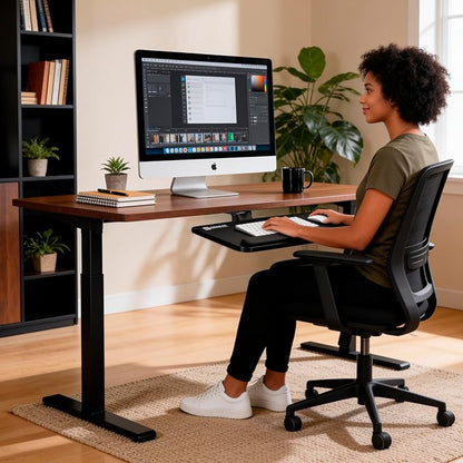 Mount-It! Under Desk Keyboard Tray, Slide-Out Keyboard Drawer with Height, Tilt and Swivel Adjustment, 25" x 10" Keyboard & Mouse Platform with Wrist Rest, Bolt-On Under Desk Mount