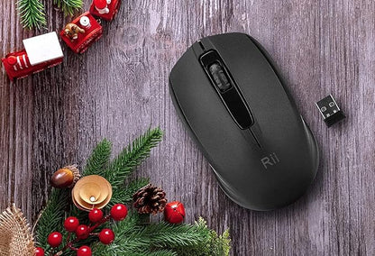 Rii Wireless Noiseless Mouse,2.4G Portable Computer Mice for PC, Laptop, Windows,Office Included Wireless USB dongle (Silent(Black)-New)