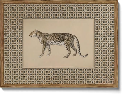 Vintage Leopard Wall Art Framed, Cheetah Safari Wall Decor Canvas Prints Wildlife Animal Poster Paintings Pictures Aesthetic for Bedroom Living Room 8x10 Inch