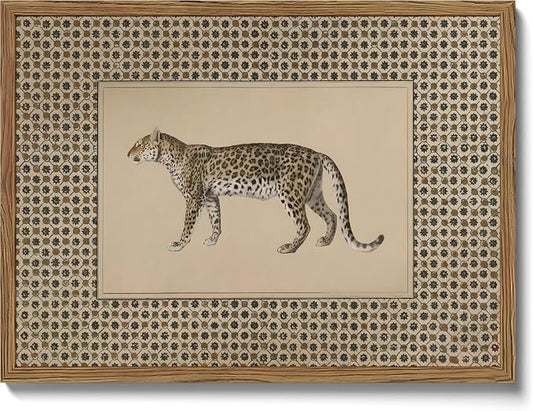 Vintage Leopard Wall Art Framed, Cheetah Safari Wall Decor Canvas Prints Wildlife Animal Poster Paintings Pictures Aesthetic for Bedroom Living Room 8x10 Inch