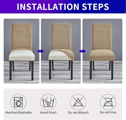 Stretch Chair Covers for Dining Room Set of 4, Removable Washable Dining Room Chair Covers, Dining Chair Slipcovers Seat Protector, Great Home Decor and Banquet Upholstery (Tan, 4 Pack)