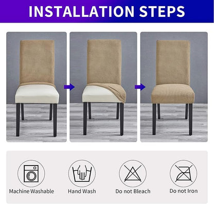 Stretch Chair Covers for Dining Room Set of 6, Removable Washable Dining Room Chair Covers, Dining Chair Slipcovers Seat Protector, Great Home Decor and Banquet Upholstery (Tan, 6 Pack)
