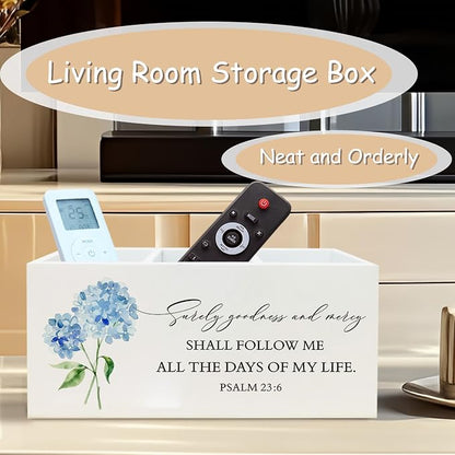 Hydrangea Christian Decor, Hydrangeas Pen Holder for Office Desk, Christian Hydrangea Gifts for Women Men, Bible PSALM 23:6 Wooden Pencil Holder Sign Organizer for Home Office Desk Accessories