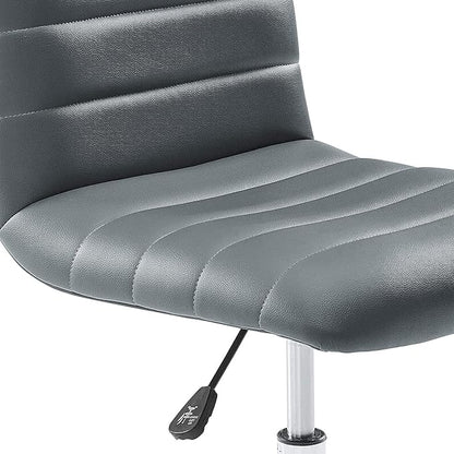 Modway Ripple Ribbed Armless Mid Back Swivel Computer Desk Office Chair In Gray