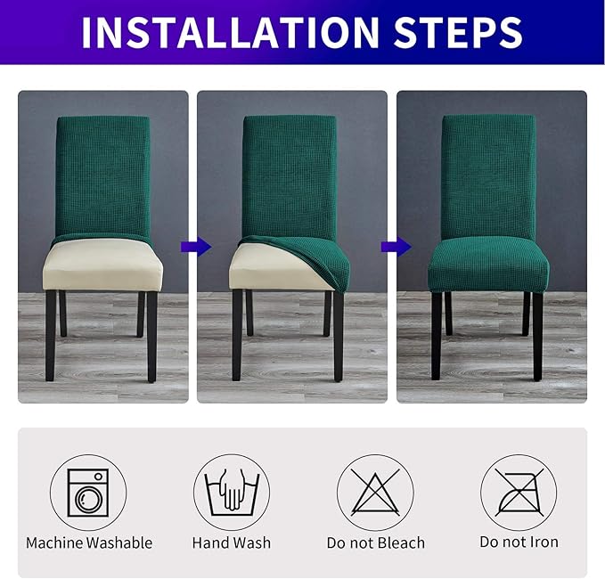 Stretch Chair Covers for Dining Room Set of 8, Removable Washable Dining Room Chair Covers, Dining Chair Slipcovers Seat Protector, Great Decor for Home and Banquet (Hunter, 8 Pack)