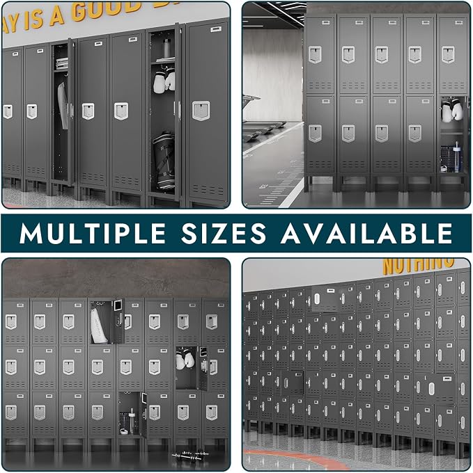 BUTISOW Metal Lockers - 66" Height Steel Lockers for Employees with 5 Door Storage Locker with Card Slot for Employees Gym School Home Office Garage - Assembly Required