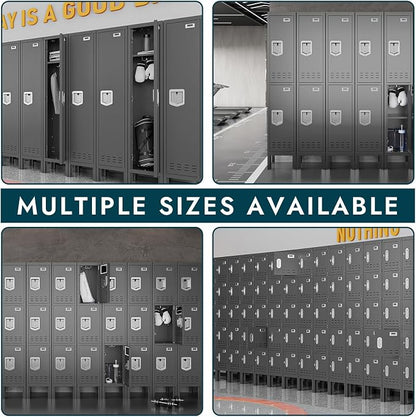 BUTISOW Metal Lockers - 66" Height Steel Lockers for Employees with 5 Door Storage Locker with Card Slot for Employees Gym School Home Office Garage - Assembly Required