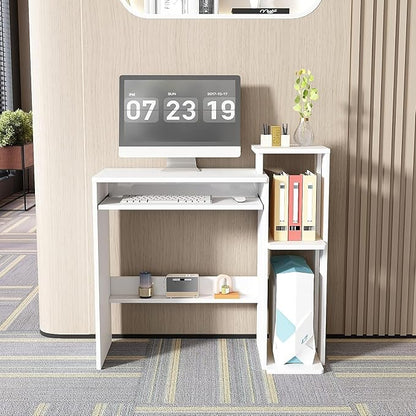 ALISENED Computer Desk with Storage Shelves, Home Office Desk with Monitor Stand, Small Writing Desk Table with Keyboard Tray,Study Table with CPU Stand for Small Spaces (35"-White)