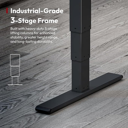 SANODESK Electric Height Adjustable 3-Leg L Shaped Standing Desk Frame, Support up to 330lbs, Sit Stand Ergonomic L Desk Frame Only, Black