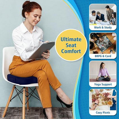 CloudBliss Gel Seat Cushion - Cooling Gel Enhanced, Memory Foam, Ergonomic Seat Cushion for Long Sitting for Office, Game, Car, Airplane (X-Large, Blue)